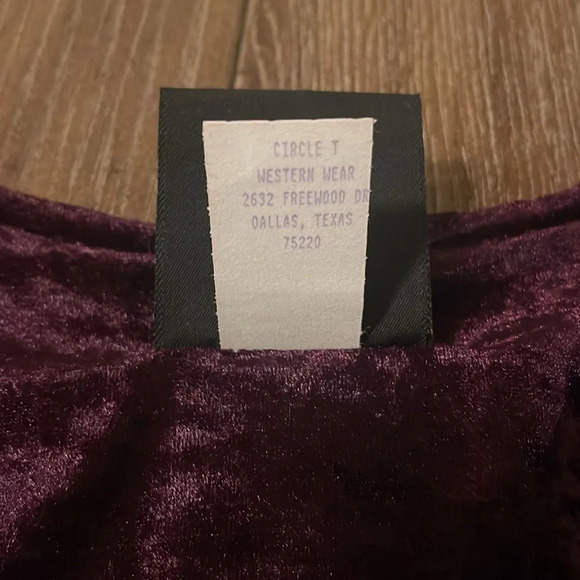 Vintage Circle T Western Purple Velvet Long Sleeve Smocked Maxi Dress XS S - Picture 7 of 11